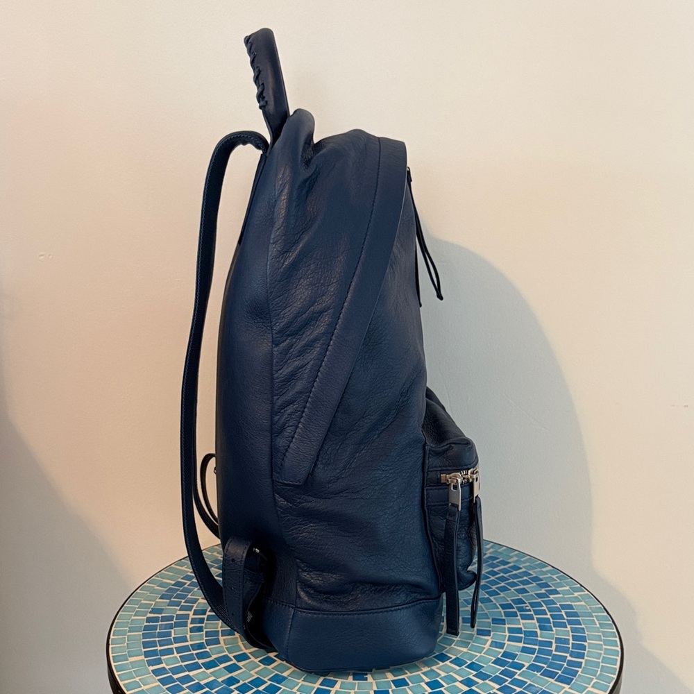 New Balenciaga Blue Lambskin Leather City Backpack - Picture 3 of 15